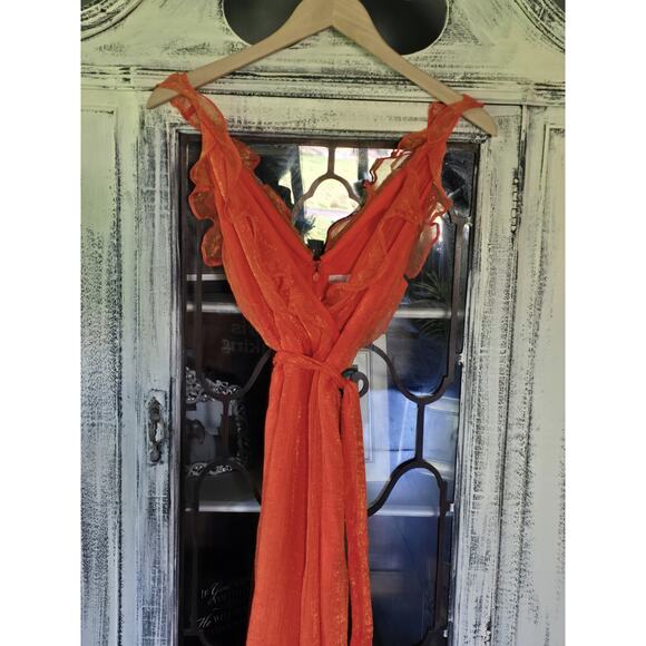 NWT Hutch Ruffle-Trim Orange Flowy Jumpsuit - Size 6 - Picture 7 of 7
